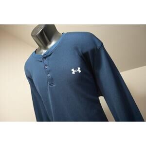 Under Armour Henley Thermal Gym Shirt HeatGear Loose Dark Blue Mens Size 3XL